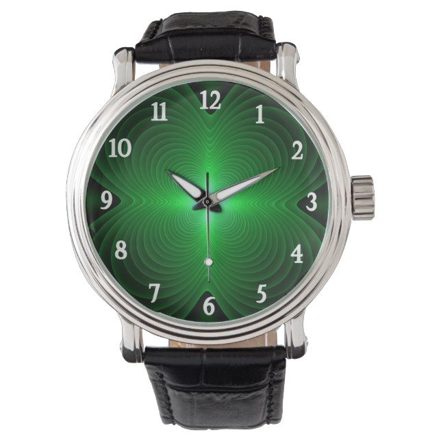Grüne Klee Armbanduhr (Vorderseite)