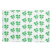 Grüne Klee Blätter auf Weiß Kissenbezug (Rückseite)