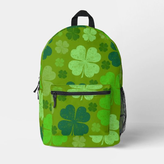 Grüne Klee, Glücksklamotten, St. Patrick's Day Bedruckter Rucksack (Vorderseite)