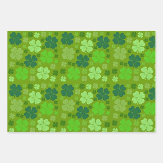 Grüne Klee, Glücksklamotten, St. Patrick's Day Geschenkpapier Set (Vorderseite 3)