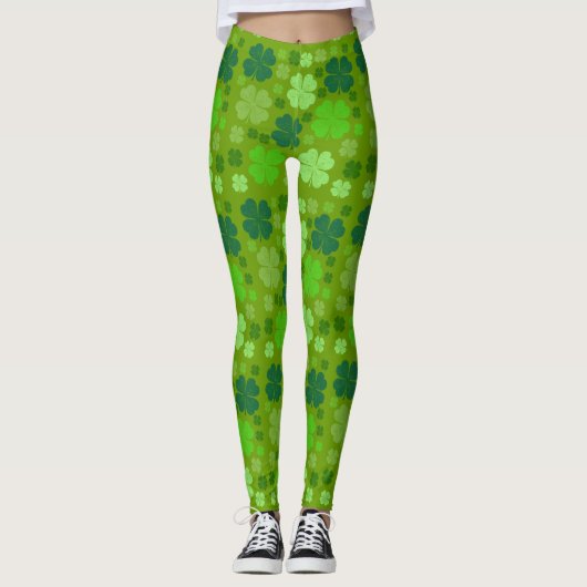 Grüne Klee, Glücksklamotten, St. Patrick's Day Leggings (Vorderseite)