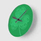 Grüne Klee Runde Wanduhr (Winkel)