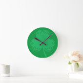 Grüne Klee Runde Wanduhr (Zuhause)