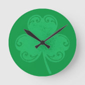Grüne Klee Runde Wanduhr (Vorderseite)