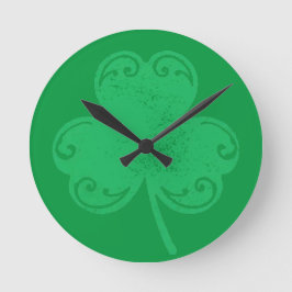 Grüne Klee Runde Wanduhr