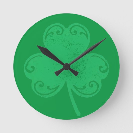 Grüne Klee Runde Wanduhr (Vorderseite)