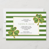 Grüne Klee, Streifen Hochzeitsfeier Einladung (Vorderseite)