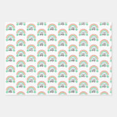 Grüne Klee und Regenbogen Lucky Eins erster Geburt Geschenkpapier Set (Vorderseite)