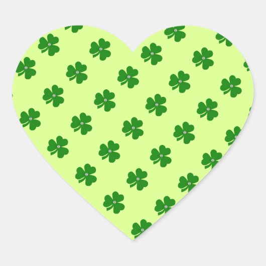 Grüne Klee, weiße Perle für St. Patrick's Day Herz-Aufkleber (Vorderseite)