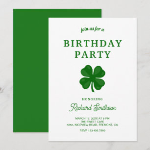 Grüne Kleeblatt-Geburtstagsfeier zum St. Patrick's Einladung
