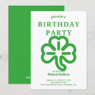 Grüne Kleeblatt-Geburtstagsfeier zum St. Patrick's Einladung