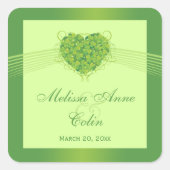 Grüne Kleeblatt-Kleeblatt Quadratischer Aufkleber (Vorderseite)