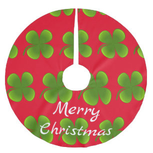 Grüne Kleeblatt Thunder_Cove Polyester Weihnachtsbaumdecke