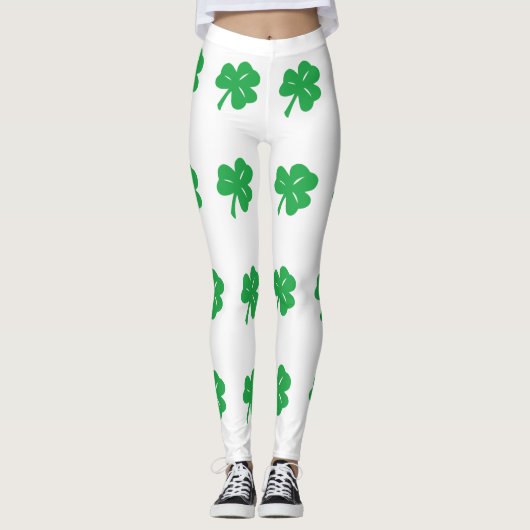 Grüne Kleeblatte Leggings (Vorderseite)