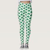 Grüne Kleeblätter am Weißen St. Patrick's Day Leggings (Vorderseite)