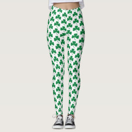 Grüne Kleeblätter am Weißen St. Patrick's Day Leggings