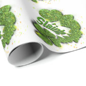 Grüne Kleeblätter | funkelnde Herzen Shainte Geschenkpapier (Rolleneckpunkt)