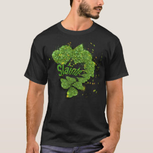 Grüne Kleeblätter funkelnde Herzen Shainte T-Shirt