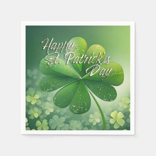 Grüne Kleeblätter Happy St. Patrick's Day (7) c Serviette (Vorderseite)