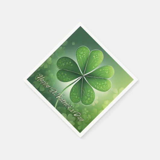 Grüne Kleeblätter Happy St. Patrick's Day (8) c Serviette (Ecke)