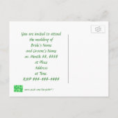 Grüne Kleeblätter Hochzeit Foto Einladung Postkart (Rückseite)