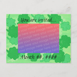 Grüne Kleeblätter Hochzeit Foto Einladung Postkart