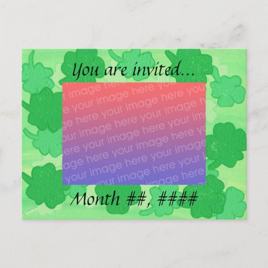 Grüne Kleeblätter Hochzeit Foto Einladung Postkart (Vorderseite)