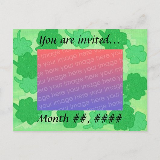 Grüne Kleeblätter Hochzeiten Foto Einladungen Post (Vorderseite)