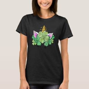 Grüne Kleeblätter Irische Niedliche Einhorn Girls  T-Shirt