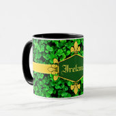 Grüne Kleeblätter Irlands, fertigen mit Namen 10 Tasse (Vorderseite Links)