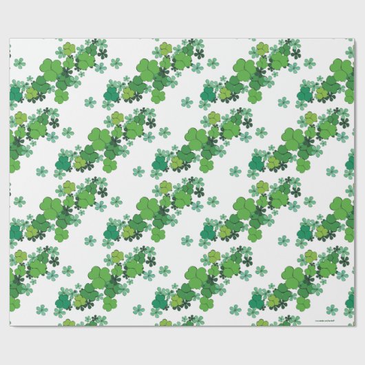 Grüne Kleeblätter & Läden Geschenkpapier (Flach)