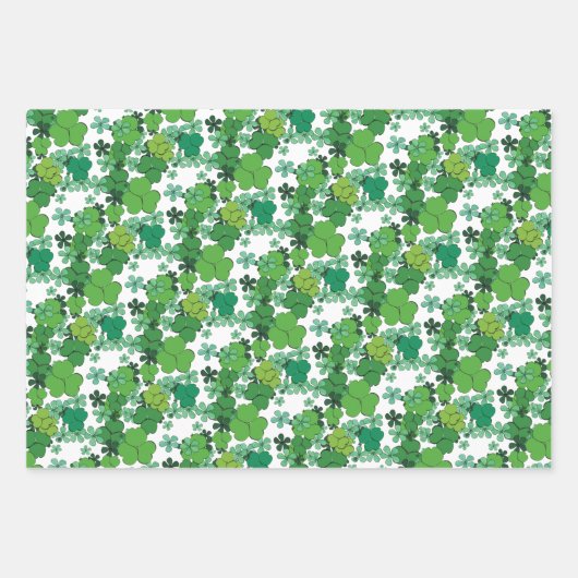 Grüne Kleeblätter & Läden Geschenkpapier Set (Vorderseite 3)