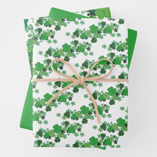 Grüne Kleeblätter & Läden Geschenkpapier Set (Beispiel)