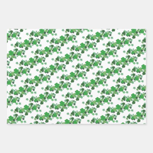 Grüne Kleeblätter & Läden Geschenkpapier Set (Vorderseite)