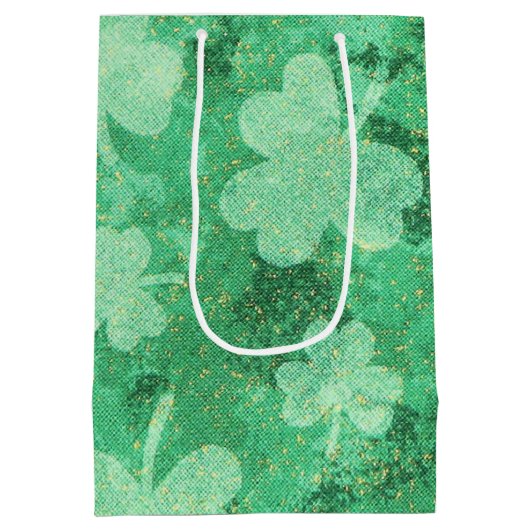 Grüne Kleeblätter Mittlere Geschenktüte (Rückseite)
