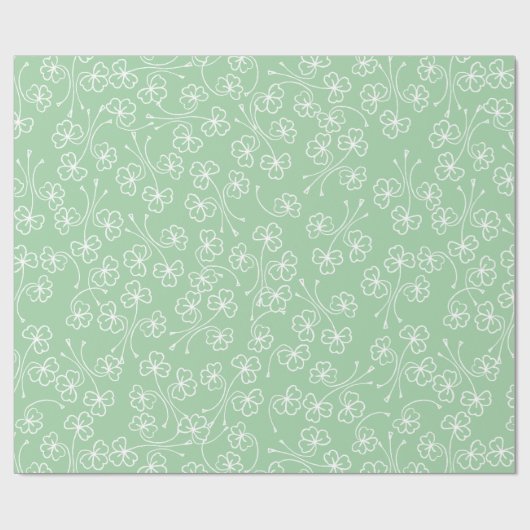 Grüne Kleeblätter Weißbuch Konturen Geschenkpapier (Flach)