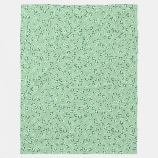 Grüne Kleeblätter, weiße Konturen Fleece Blankon (Vorderseite)