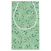 Grüne Kleeblätter Weiße Konturen Kleine Geschenktü Geschenktüte (Rückseite)