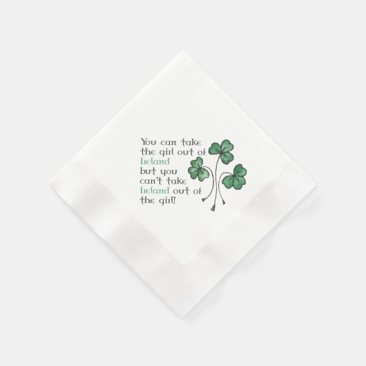 Grüne Kleeblatts Irish Girl Zitat Paper Napkins Serviette (Ecke)