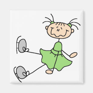 Grüne Kleid Figur Eisläufer T-Shirts und Geschenke Magnet