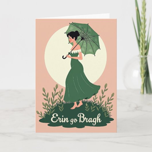 Grüne Kleid Frau Profil Art Karte (Vorderseite)