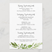 Grüne Kleider Hochzeitshotel Begrüßungskarten, rus Programm (Rückseite)