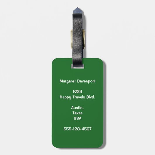 Grüne Kleider mit IMITATEN Gold Foil & Monogram Gepäckanhänger (Rückseite vertikal)