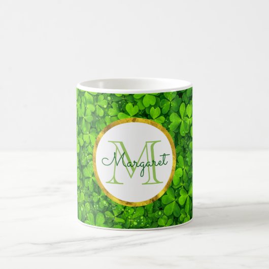 Grüne Kleider mit IMITATEN Gold Foil & Monogram Kaffeetasse (Mittel)