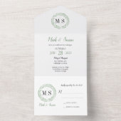 Grüne Kleider-Monogramm Hochzeit in einer Einladun All In One Einladung (Innen Boden)