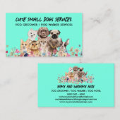 Grüne kleine Hunde pflegen Boutique Haustiersitter Visitenkarte (Vorne/Hinten)