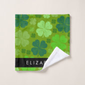 Grüne Knöchel, glückliche Knöpfe, Ihr Name Badhandtuch Set (Waschlappen)