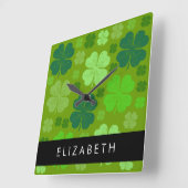 Grüne Knöchel, glückliche Knöpfe, Ihr Name Quadratische Wanduhr (Winkel)