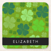 Grüne Knöchel, glückliche Knöpfe, Ihr Name Rechteckiger Pappuntersetzer (Vorderseite)