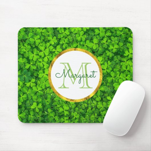 Grüne Knöpfe mit IMITATEN Gold Foil Rahmen Monogra Mousepad (Mit Mouse)